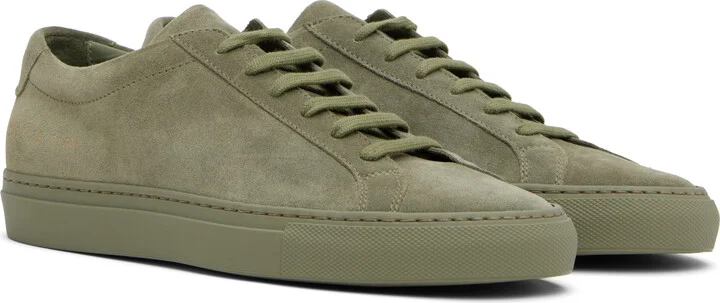 Common Projects Green Achilles Tonal Suede Sneakers - Image 4