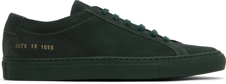Common Projects Green Achilles Tonal Suede Sneakers