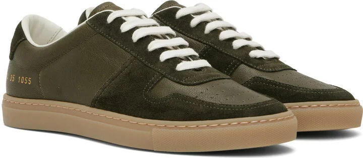 Common Projects Khaki BBall Duo Slim Sneakers - Image 4