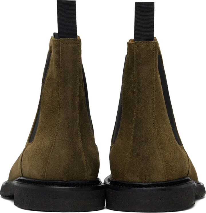 Common Projects Khaki Classic Waxed Suede Chelsea Boots - Image 2
