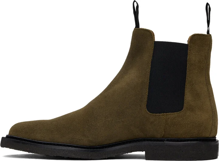 Common Projects Khaki Classic Waxed Suede Chelsea Boots - Image 3
