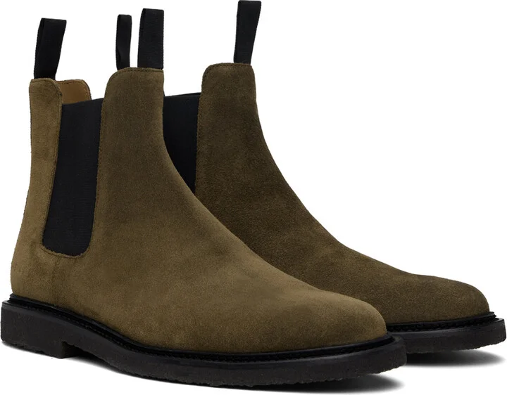 Common Projects Khaki Classic Waxed Suede Chelsea Boots - Image 4