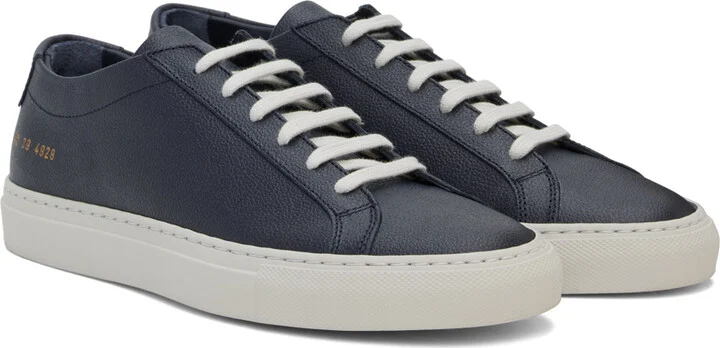 Common Projects Navy Achilles Contrast Bumpy Sneakers - Image 4