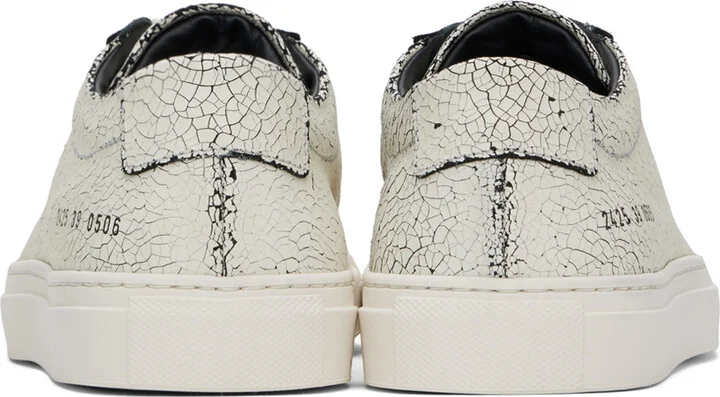Common Projects Off-White & Black Cracked Achilles Sneakers - Image 2