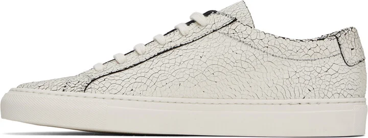 Common Projects Off-White & Black Cracked Achilles Sneakers - Image 3
