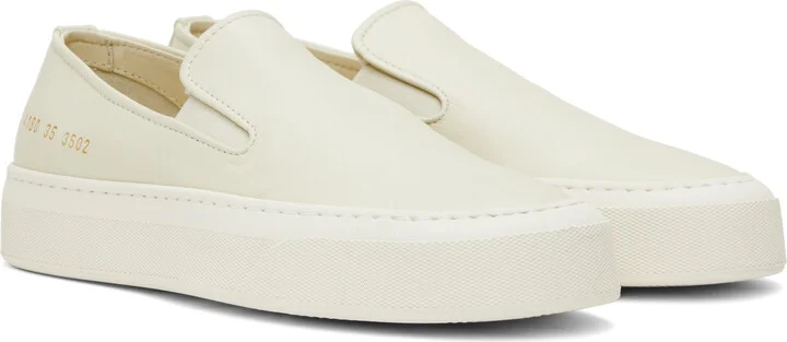 Common Projects Off-White Leather Slip-on Sneakers - Image 4