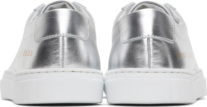Common Projects Silver Achilles Shiny Sneakers - Image 2