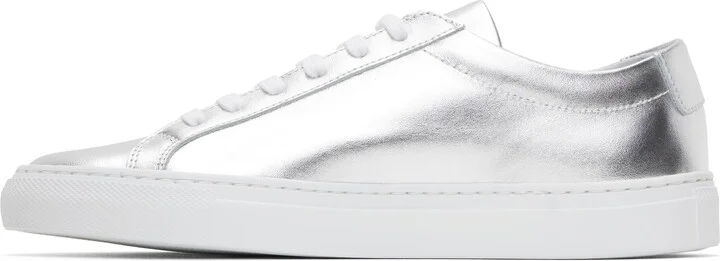 Common Projects Silver Achilles Shiny Sneakers - Image 3