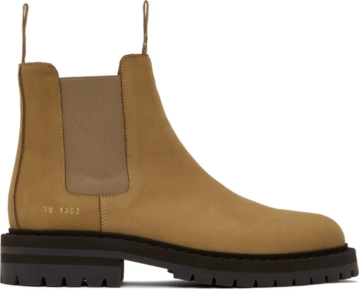 Common Projects Tan Suede Chelsea Boots