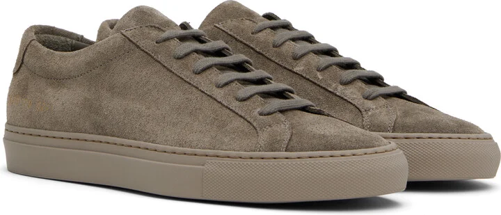 Common Projects Taupe Achilles Tonal Suede Sneakers - Image 4