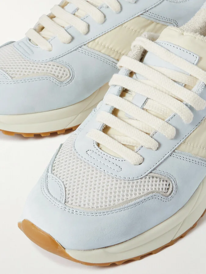 COMMON PROJECTS - Track Suede, Shell And Mesh Sneakers - White - Image 4