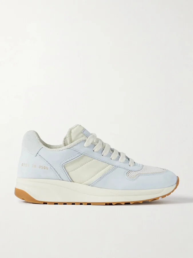 COMMON PROJECTS - Track Suede, Shell And Mesh Sneakers - White