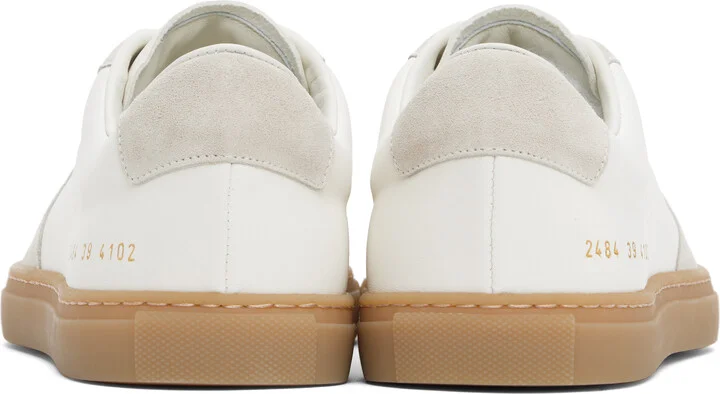 Common Projects White & Beige BBall Duo Slim Sneakers - Image 2