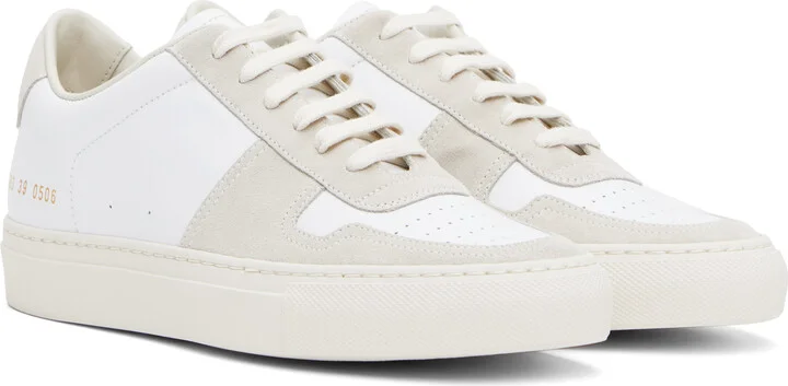 Common Projects White & Beige BBall Duo Sneakers - Image 4