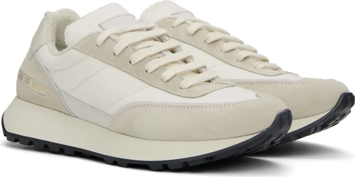 Common Projects White & Beige Track Classic Sneakers - Image 4
