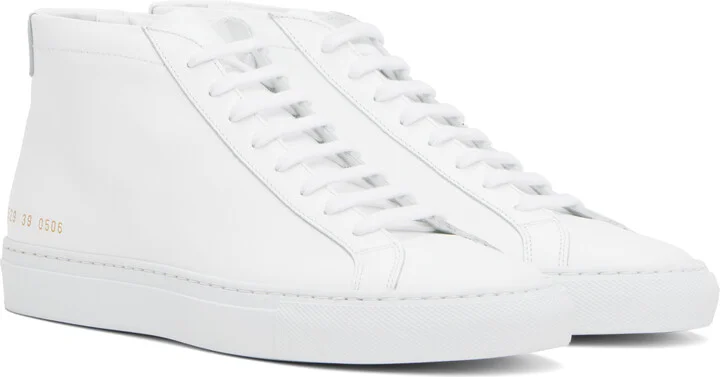 Common Projects White Original Achilles Mid Sneakers - Image 4