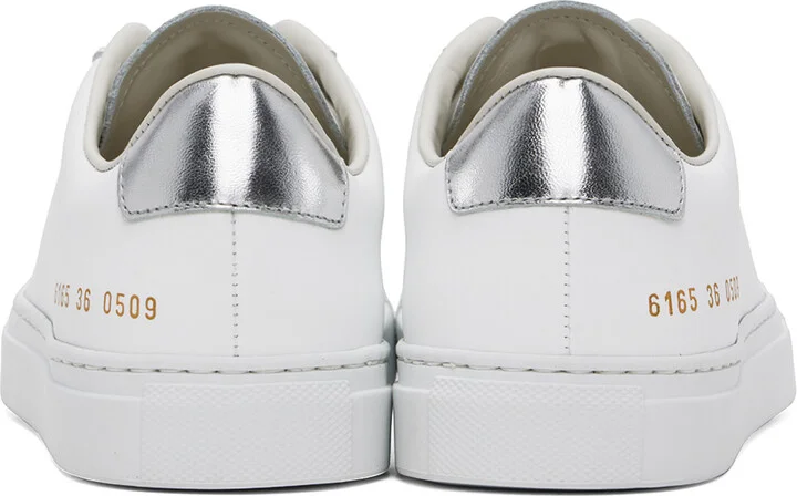 Common Projects White & Silver Retro Classic Sneakers - Image 2