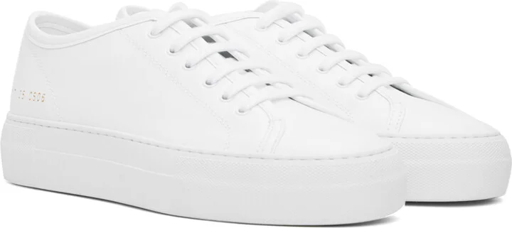 Common Projects White Tournament Low Super Sneakers - Image 4
