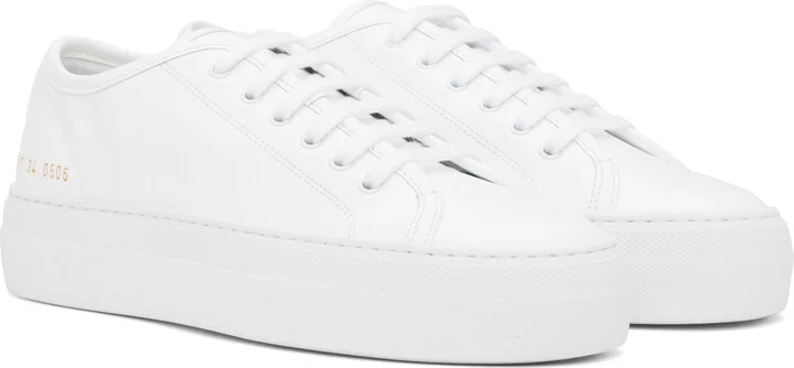 Common Projects White Tournament Low Super Sneakers - Image 4