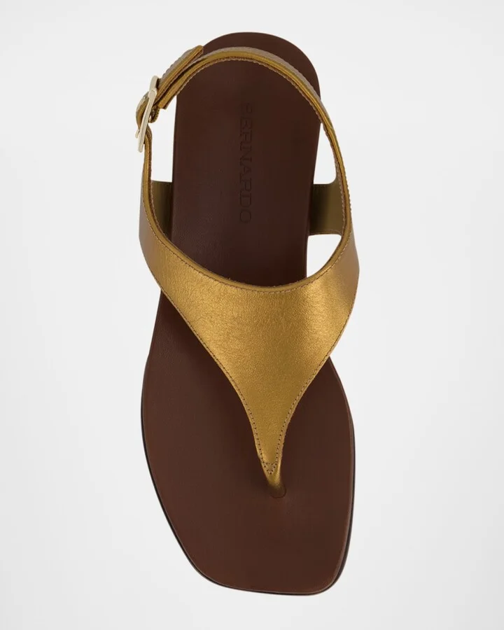 Concord Metallic Leather Wedge Sandals - Image 3