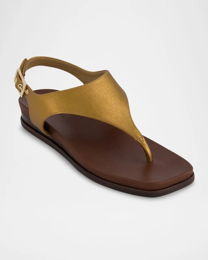 Concord Metallic Leather Wedge Sandals - Image 5