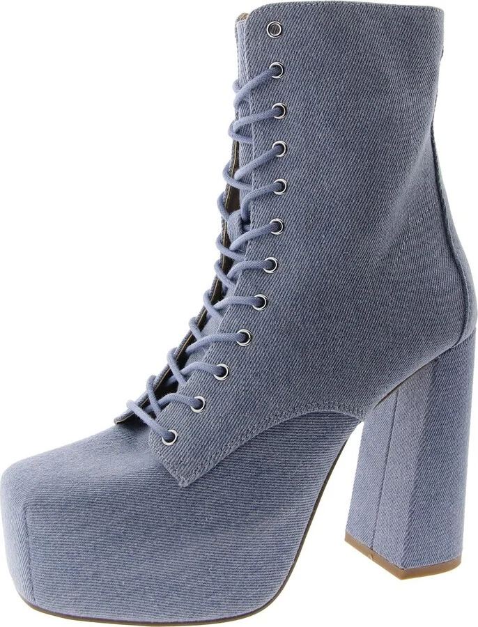 Confident Womens Lace-Up Platform Mid-Calf Boots