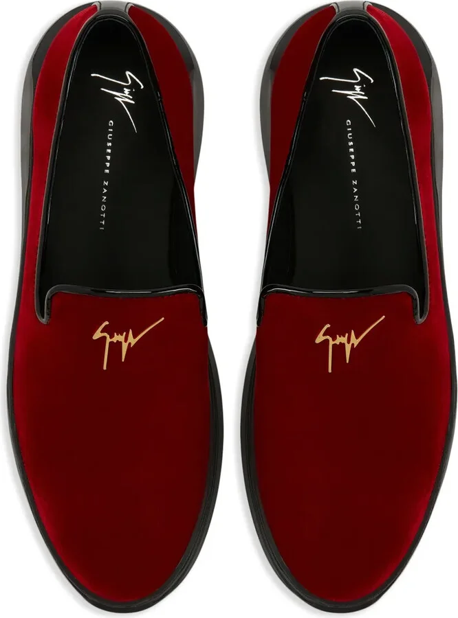 Conley logo-plaque velvet loafers - Image 4