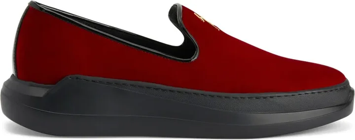 Conley logo-plaque velvet loafers