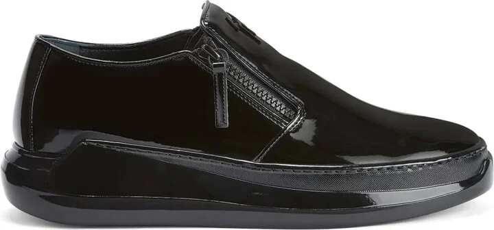 Conley patent-finish zip-up sneakers