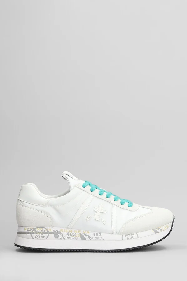Conny Sneakers In White Suede And Fabric