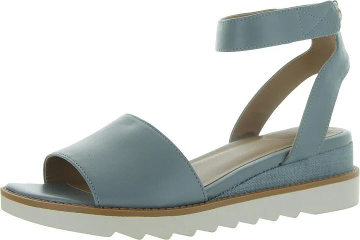 Constancia Womens Faux Leather Peep-Toe Wedge Sandals