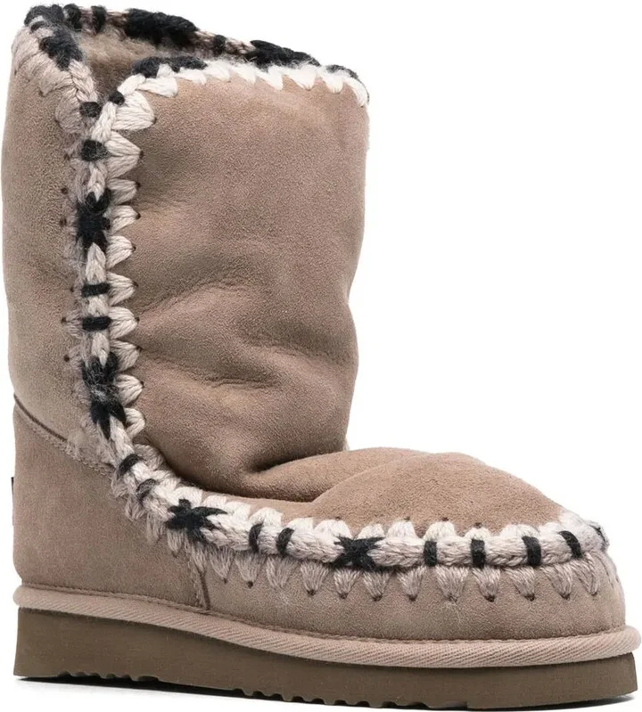 Constrast-Stitching Moccasin Boots - Image 2