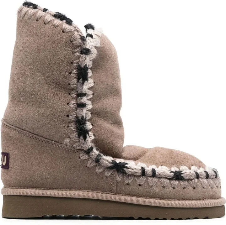 Constrast-Stitching Moccasin Boots
