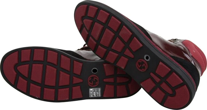 Contrast Combo Dark Red Patent Leather / Suede High top Sneaker 368496 1078 - Image 9