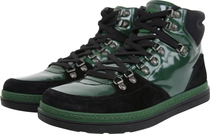 Contrast Combo High top Dark Green Suede Leather Sneaker 368496 1077 - Image 10