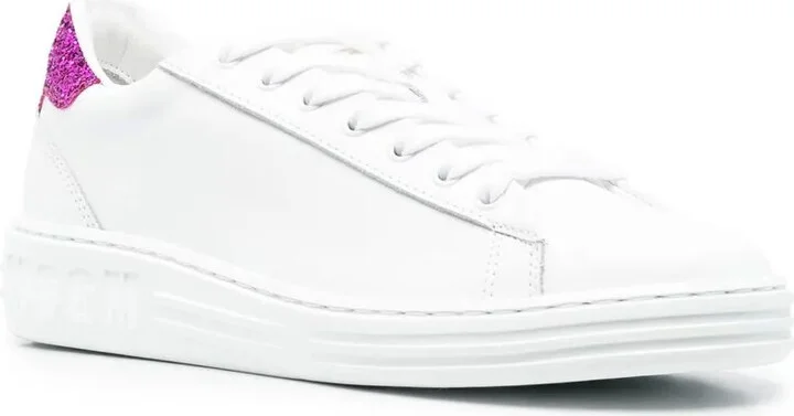 Contrast Heel-Counter Leather Sneakers - Image 2