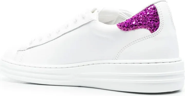 Contrast Heel-Counter Leather Sneakers - Image 3