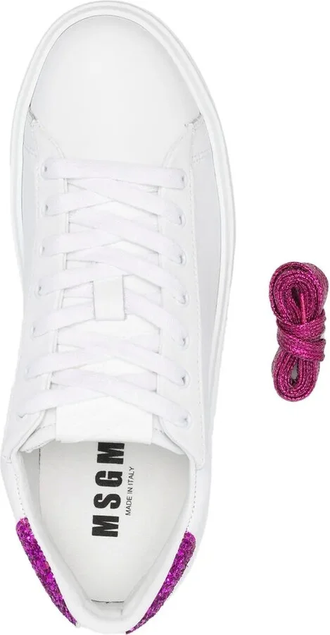 Contrast Heel-Counter Leather Sneakers - Image 4