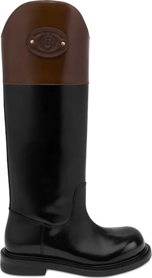 Contrast-Panel Knee-High Boots