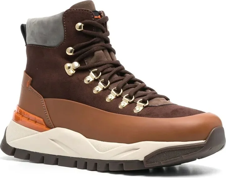 Contrast-Panel Lace-Up Hiking Boots - Image 2