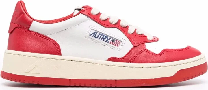 Contrast-Panel Leather Sneakers