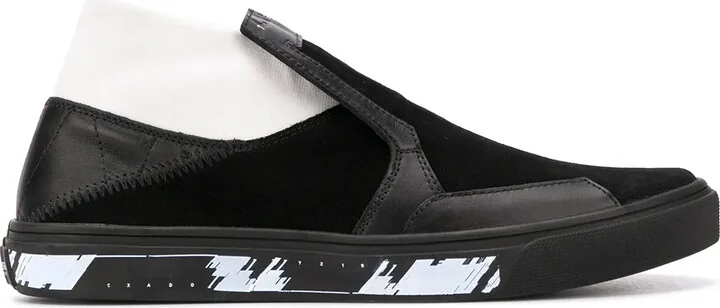 Contrast Panel Perforated Sneakers