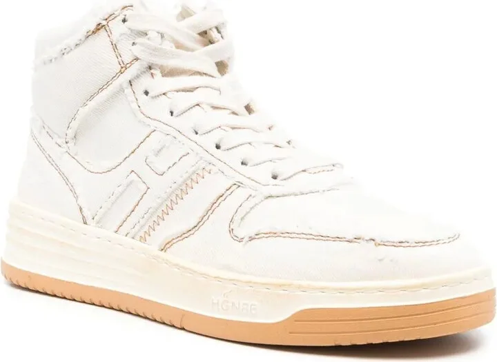 Contrast-Stitch High-Top Sneakers - Image 2