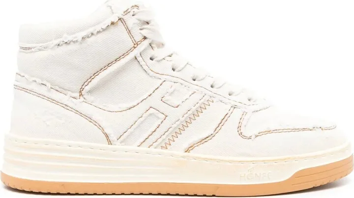 Contrast-Stitch High-Top Sneakers