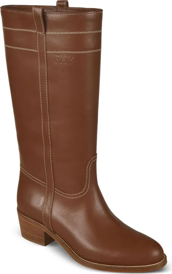 Contrast-Stitch Leather Boots - Image 2
