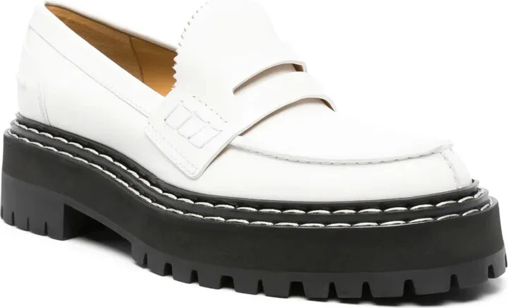 Contrast-Stitch Penny-Slot Leather Loafers - Image 2