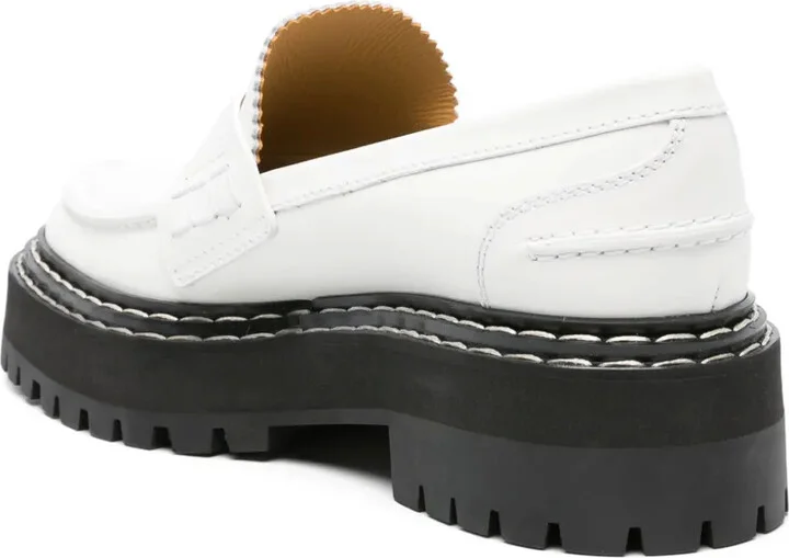 Contrast-Stitch Penny-Slot Leather Loafers - Image 3
