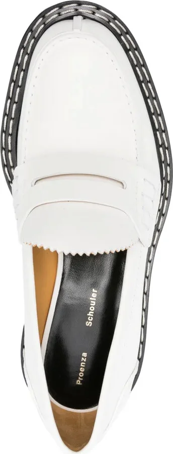 Contrast-Stitch Penny-Slot Leather Loafers - Image 4