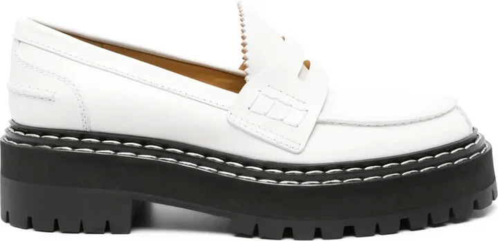 Contrast-Stitch Penny-Slot Leather Loafers