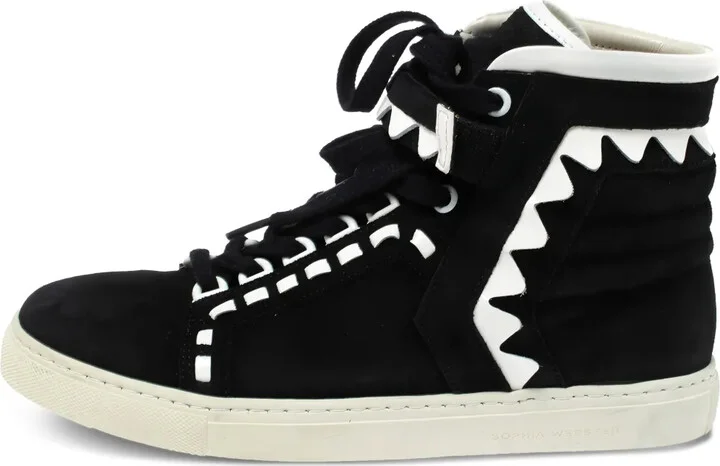Contrast-Stitching High-Top Sneakers